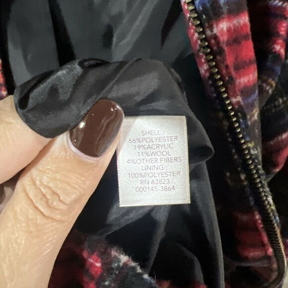 Christopher & Banks Wool Blend Plaid Fleece Full Zip Jacket Women Petite XL New - Picture 9 of 10